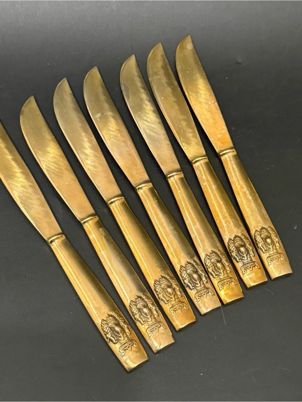 15pcs Vintage Siam Bronze Thai Bronze Elephant Buddha Handle Knives